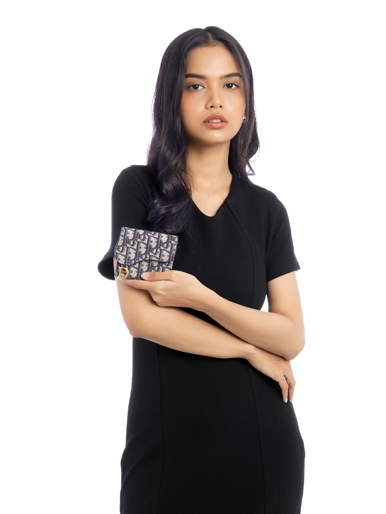 Oblique Saddle Lotus Wallet Blue