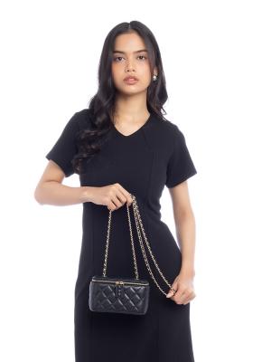 Caviar Small Vanity Case With Chain Black