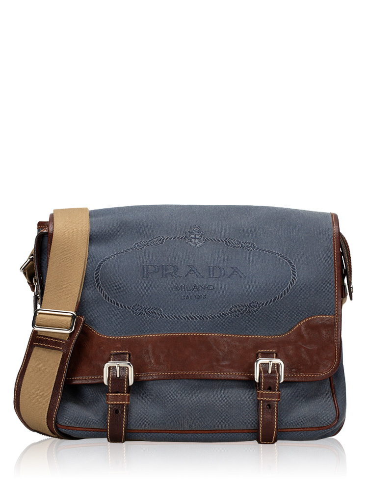 VA0638 Logo Jacquard Canapa Messenger Denim Cocco