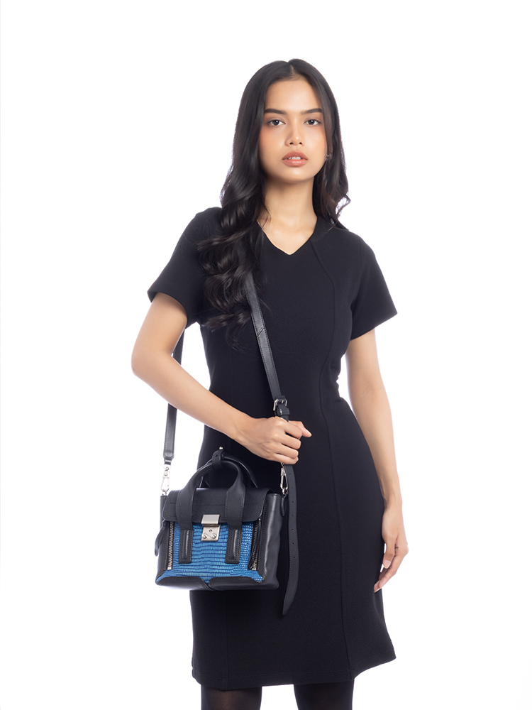 3.1 Calfskin Lizard Mini Pashli Blue Black