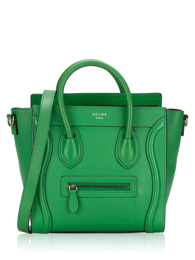 Drummed Calfskin Nano Luggage Green
