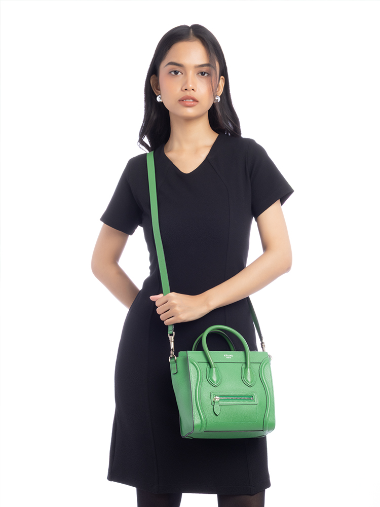 Drummed Calfskin Nano Luggage Green