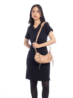 Croco Effect Le Cagole XS Shoulder Bag Nude Beige