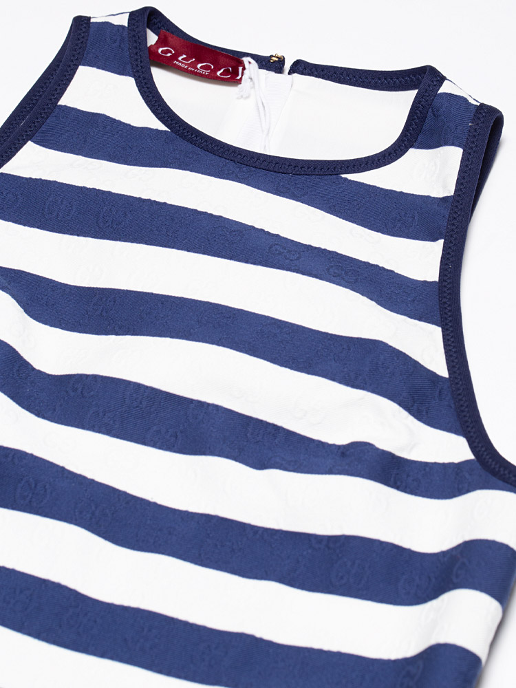 GG Jacquard Cotton Blend Marina Stripes Mini Dress Blue White Sz 38