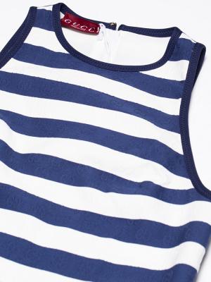 GG Jacquard Cotton Blend Marina Stripes Mini Dress Blue White Sz 38