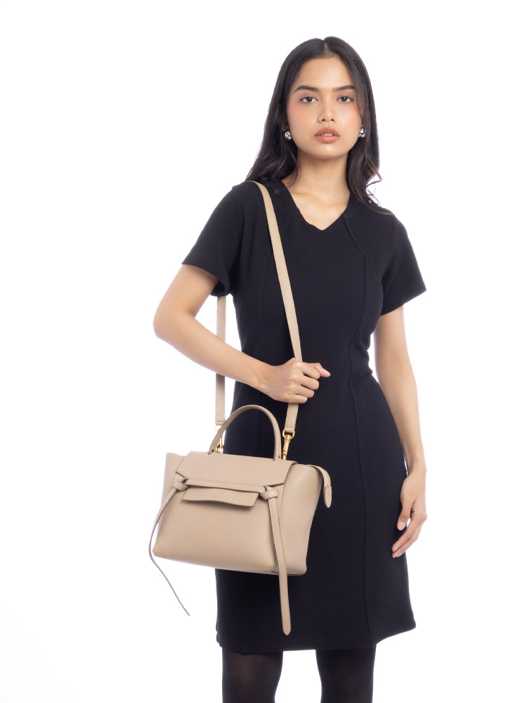 Grained Calfskin Micro Belt Bag Light Taupe