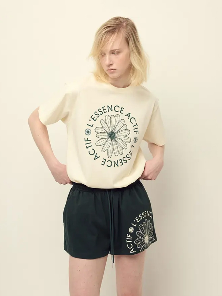 Actif T-Shirt Cream Deep Green
