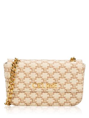 Canvas Matelasse Triomphe Chain Shoulder Bag Beige