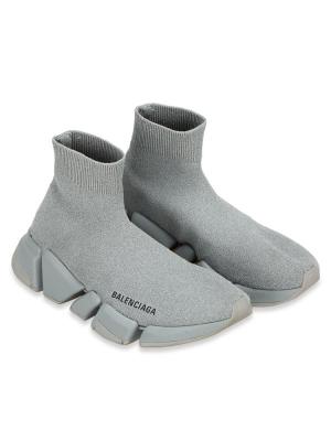 Laminated Knit Bi-Color Speed 2.0 Sneakers Grey Sz 37