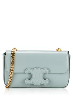 Shiny Calfskin Triomphe Chain Shoulder Bag Ice Blue