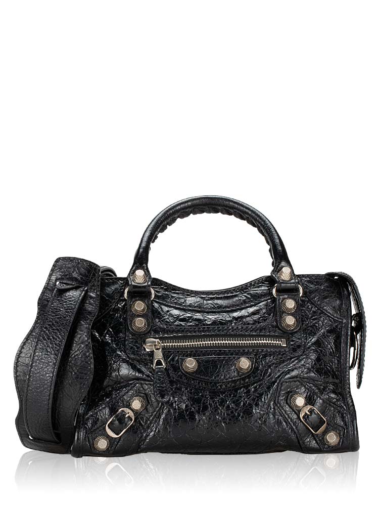 Lambskin Giant Silver Mini City Black