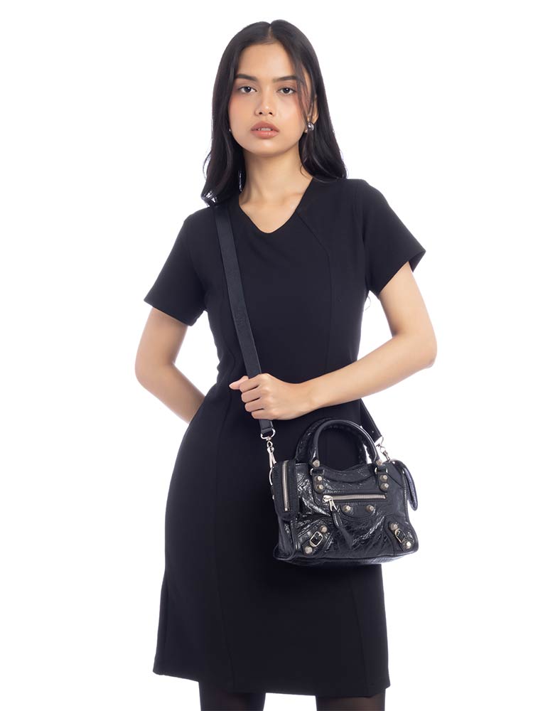 Lambskin Giant Silver Mini City Black