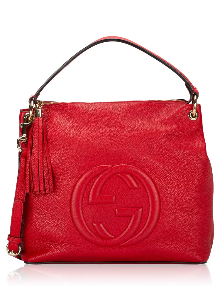 Pebbled Calfskin Soho Medium Hobo Red