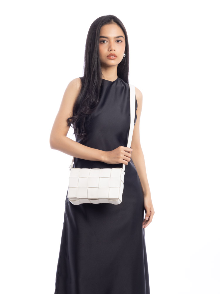 Nappa Maxi Intreccio Cassette Crossbody White