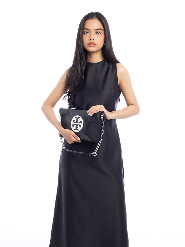 Reva Chain Clutch Black Silver