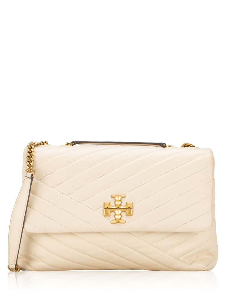 Kira Chevron Convertible Shoulder Bag New Cream Gold