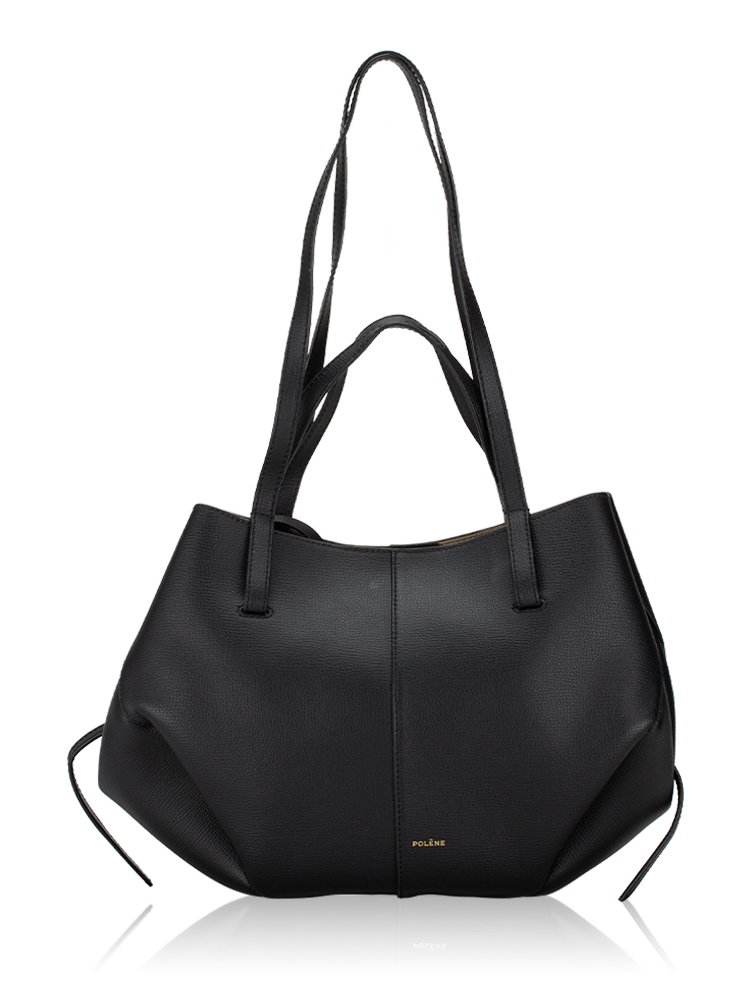 Textured Calfskin Cyme Mini Tote Black