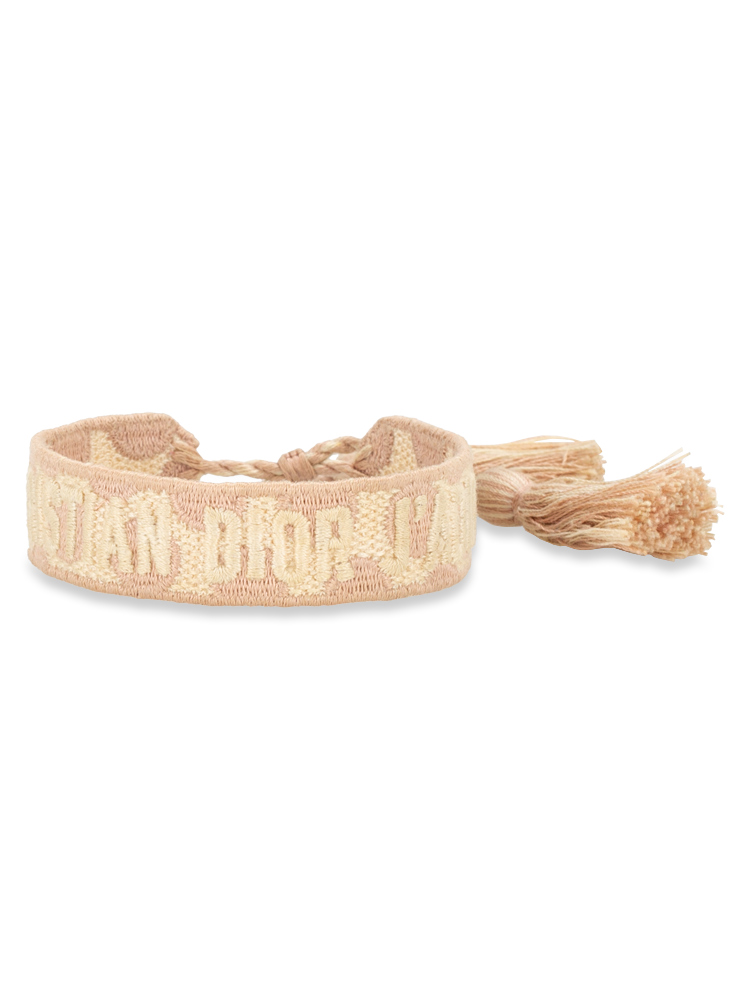 Woven Cotton J'Adior Friendship Bracelet Beige Pink