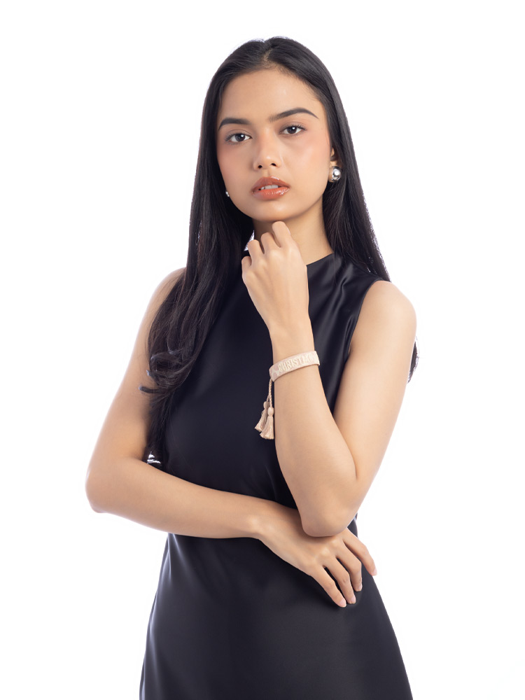 Woven Cotton J'Adior Friendship Bracelet Beige Pink