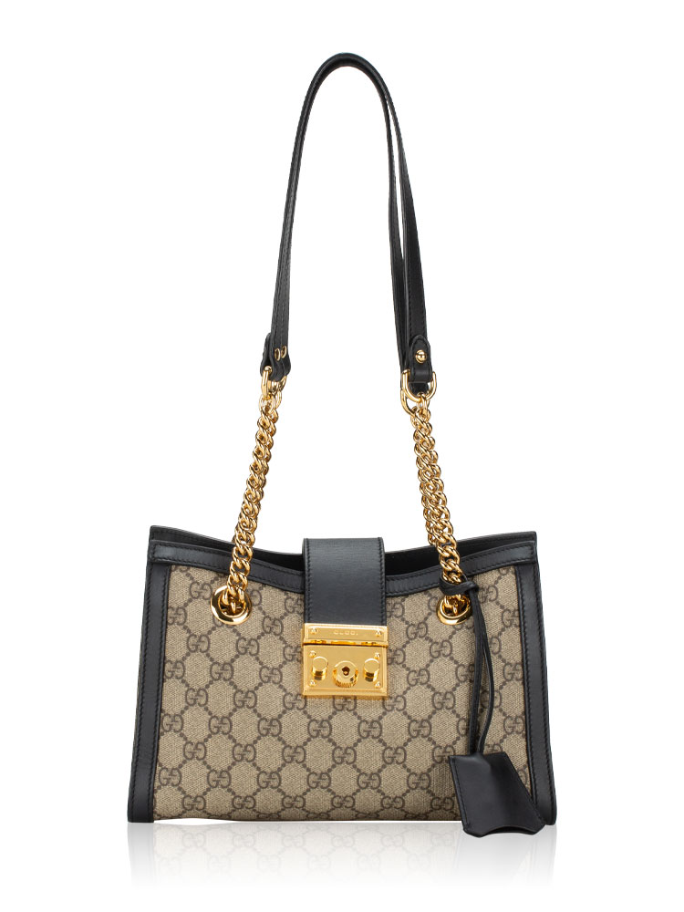 GG Supreme Padlock Small Tote Black