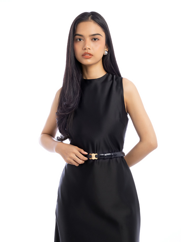 Calfskin Triomphe 18 MM Belt Black Sz 80