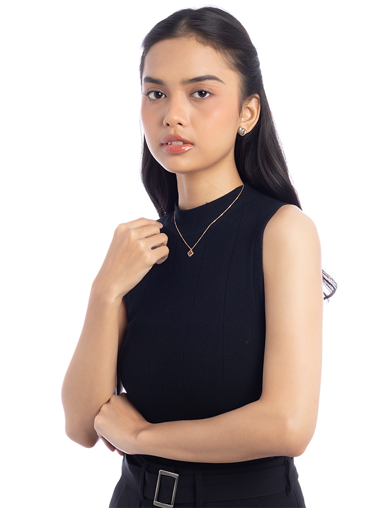 18K Rose Gold Carnelian Sweet Alhambra Pendant Necklace