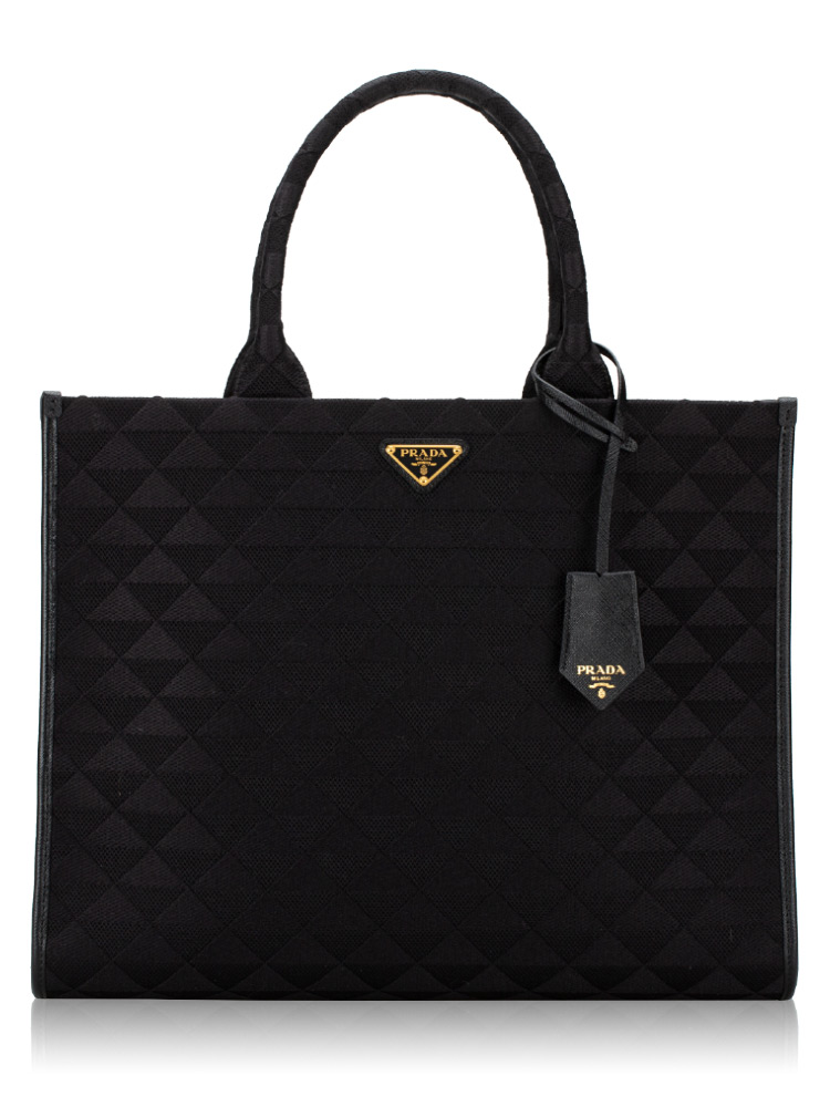 Canvas Embroidered Symbole Large Tote Black