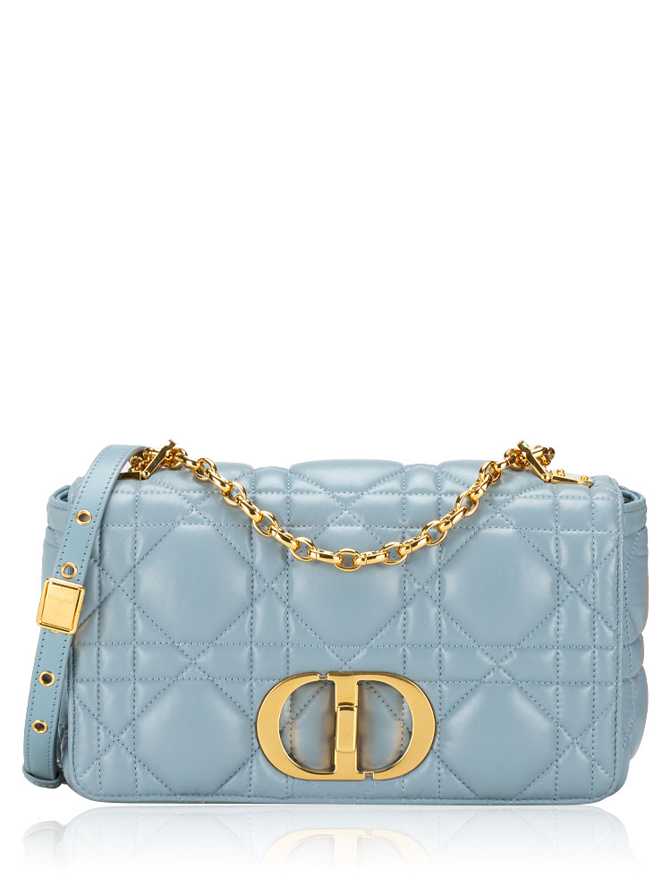 Supple Calfskin Macrocannage Caro Medium Shoulder Bag Blue