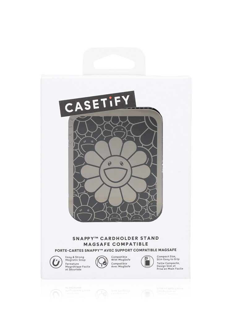 x Murakami Flowers Bloom Snappy Card Holder Stand Mirror Black