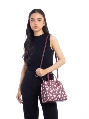 Tinsel Satchel Frosted Floral Deep Berry