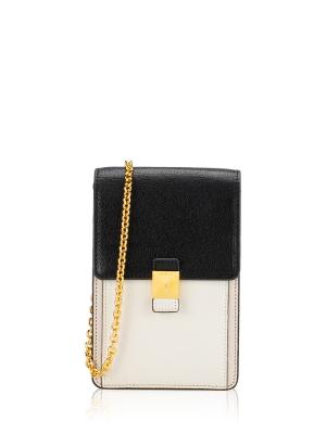 Diva Leather Phone Crossbody Black White