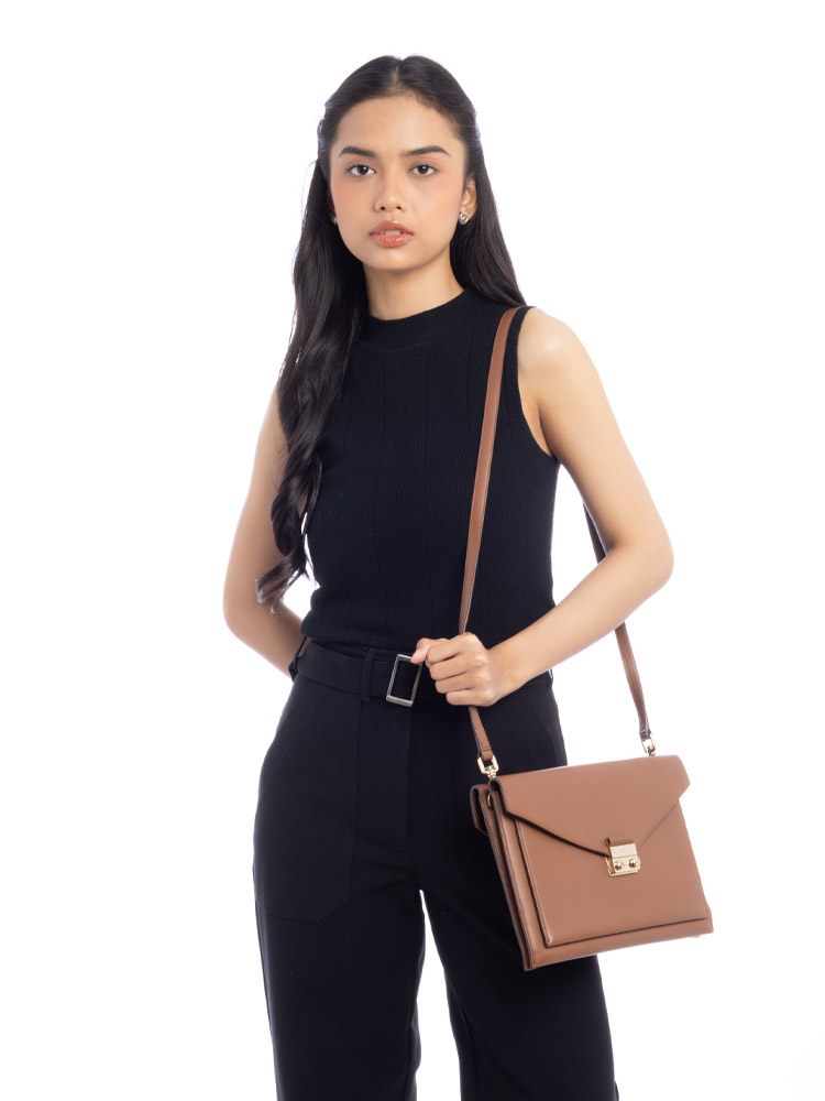 Velvet Calfskin Kensel Crossbody Camel