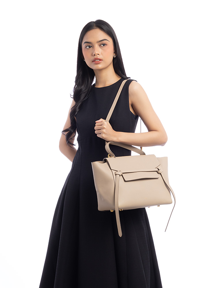 Grained Calfskin Mini Belt Bag Light Taupe
