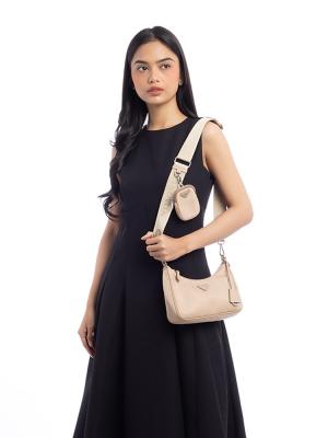 Tessuto Saffiano Re-Edition 2005 Muti Pochette Shoulder Bag Cammeo