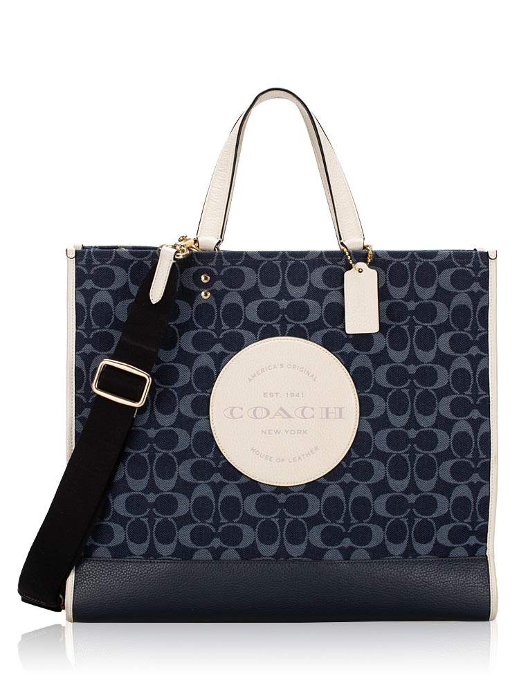 C2827 Signature Jacquard Patch Dempsey 40 Tote Denim Multi