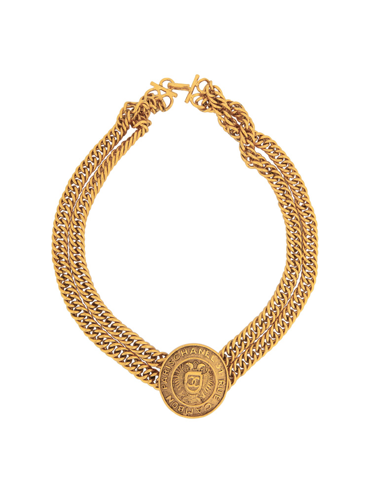 Vintage Medallion Rue Cambon Chain Choker Gold