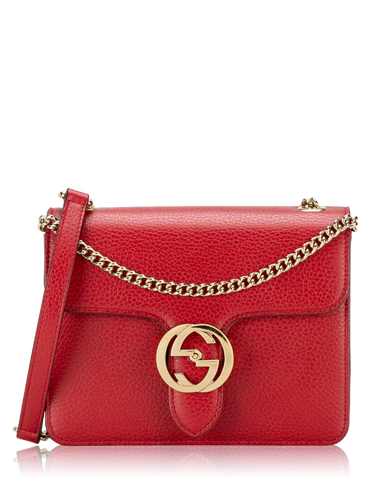 Dollar Calfskin Interlocking G Small Shoulder Bag Red