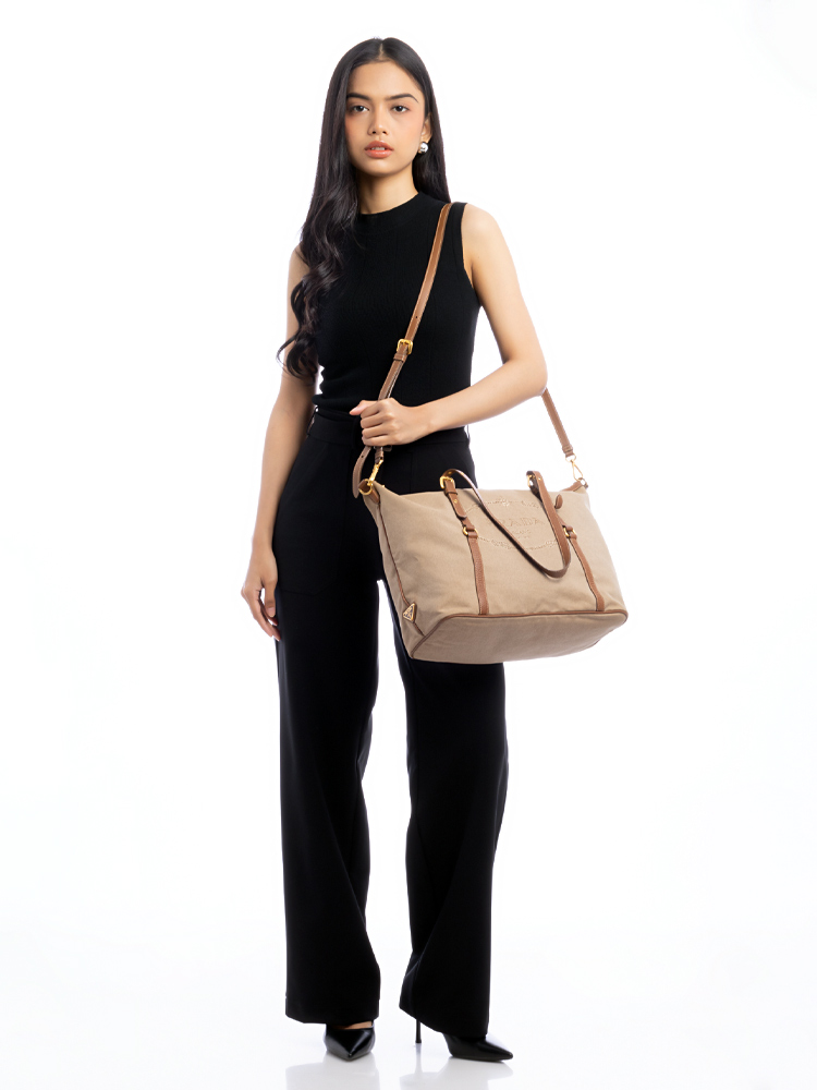 Logo Jacquard Tote Corda Brandy