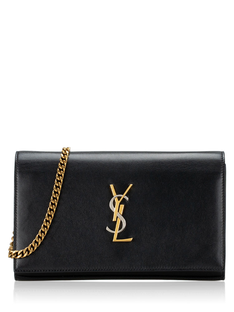 Lambskin Cassandre Chain Wallet Black