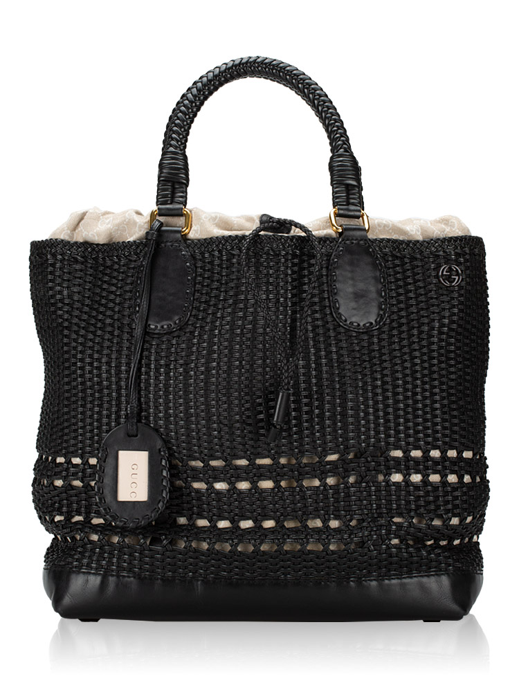 Woven Calfskin Tote Black