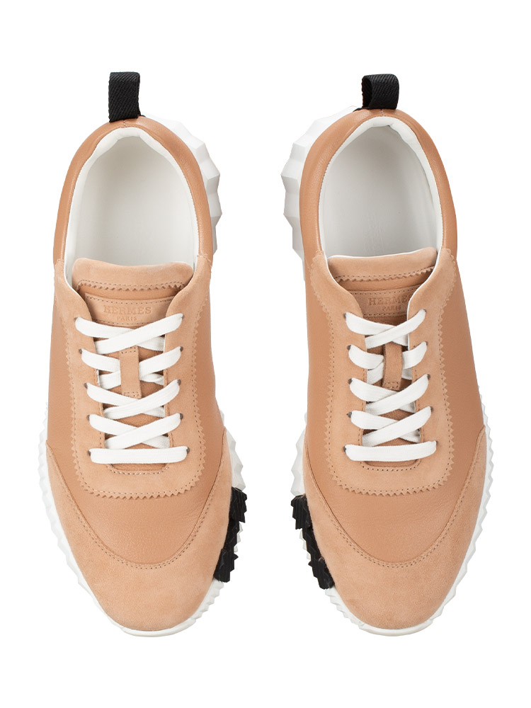 Goatskin Suede Bouncing Sneakers Beige Perlino Sz 40