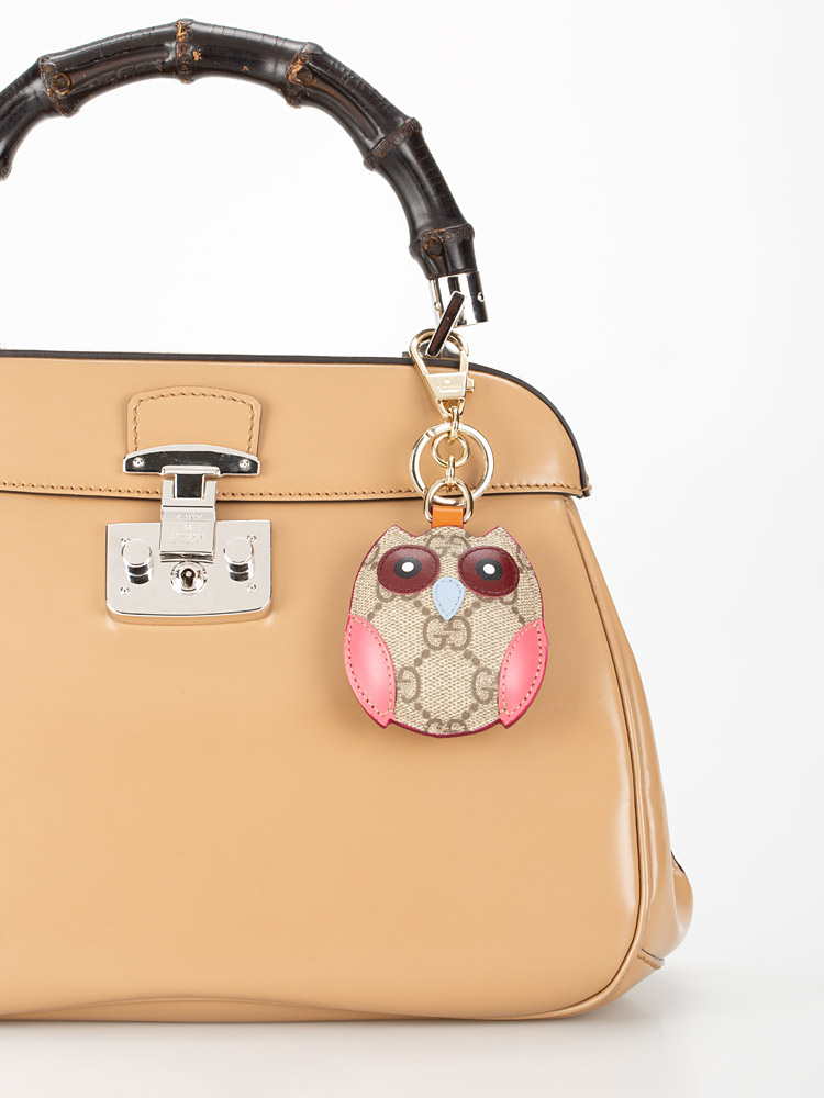 GG Canvas Owl Bag Charm Pink
