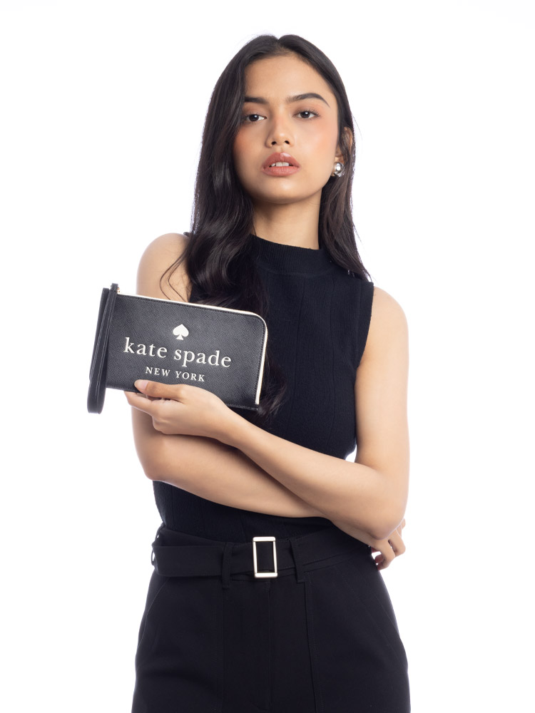 Lucy Colorblock Embossed Medium L-zip Wristlet Black Multi