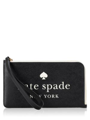 Lucy Colorblock Embossed Medium L-zip Wristlet Black Multi