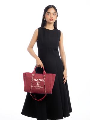 Canvas Small Deauville Tote Burgundy