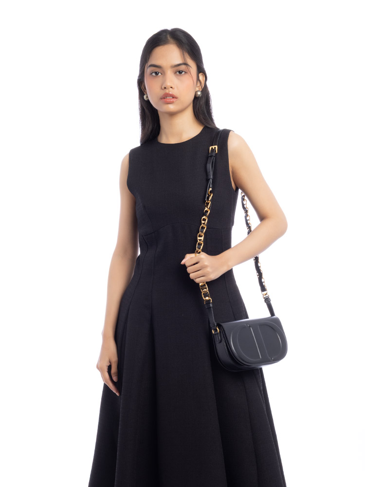 Calfskin CD Signature Flap Crossbody Black