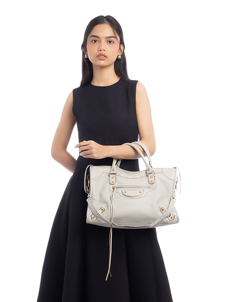 Gold Metallic Edge City Gris Perle