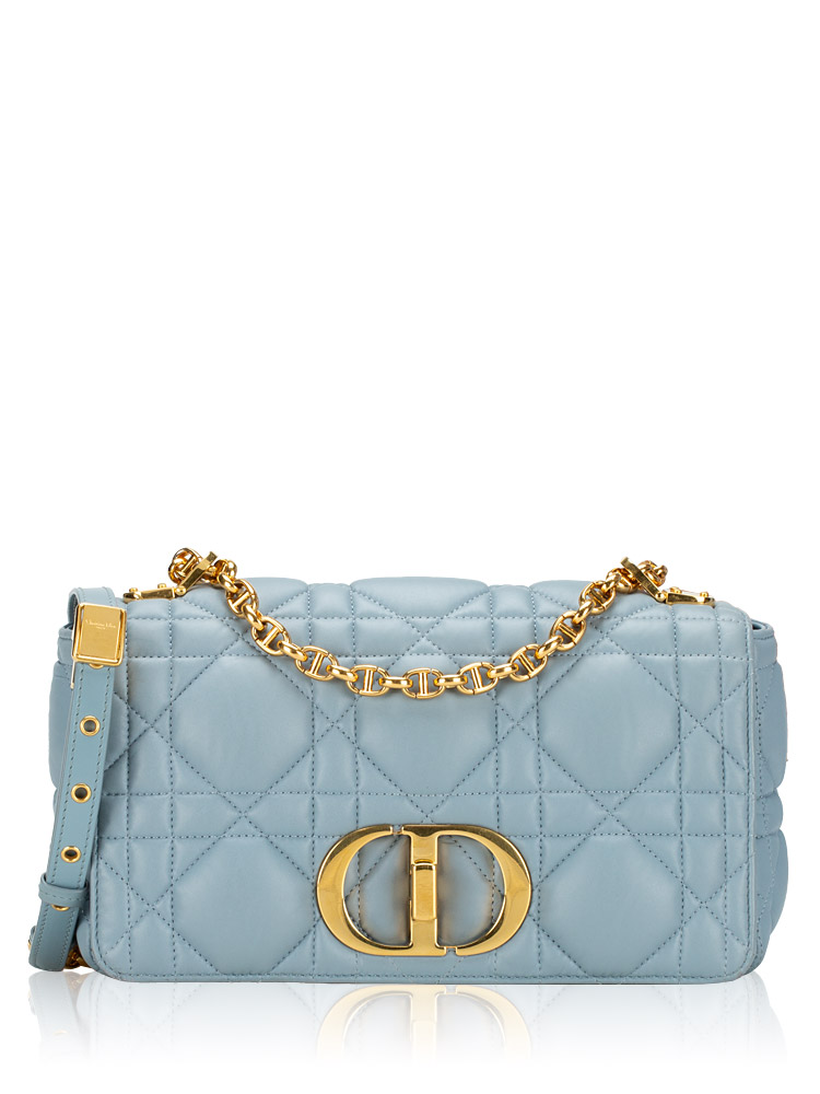 Supple Calfskin Macrocannage Caro Medium Shoulder Bag Blue