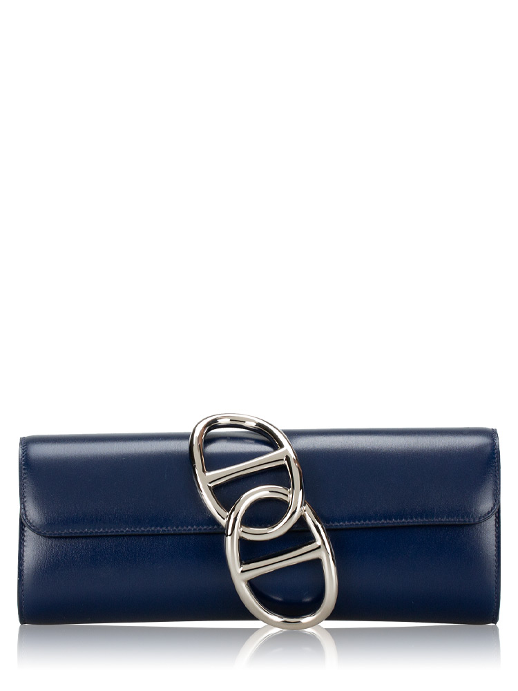 Tadelakt Calfskin Egee Clutch Bleu Sapphire