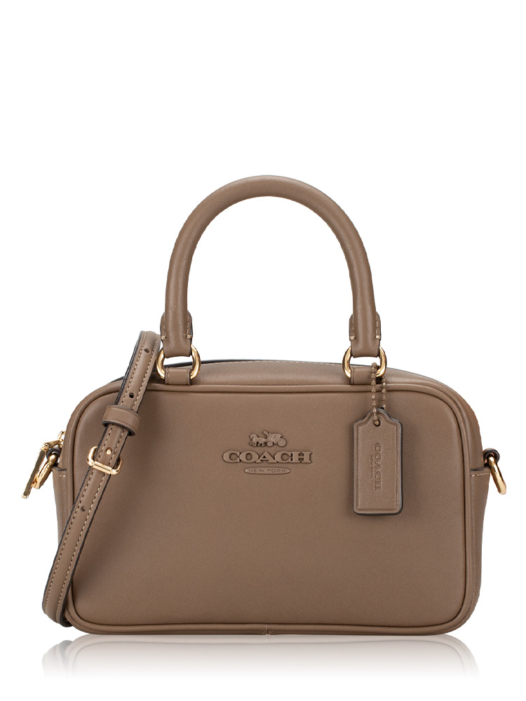 CT776 Leave Leather Top Handle Crossbody Dark Stone